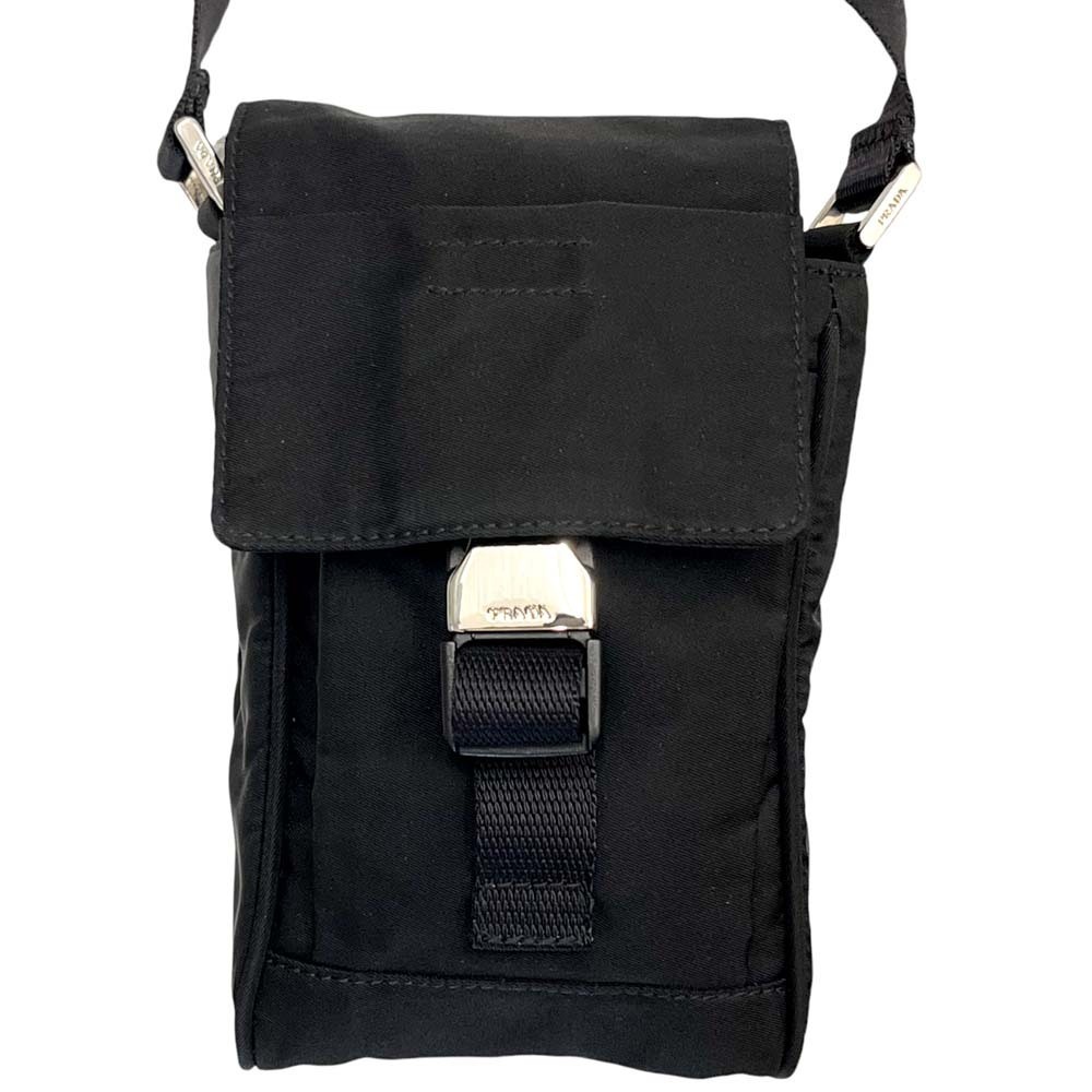 Prada Phone Clutch Shoulder Bag Smartphone Case Triangle Logo Plate Black - Picture 2 of 10